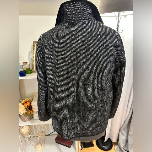 Lucky Brand Wool Blend Pea Coat Black Gray Double-Breasted Button-Up Jacket Sz M - Picture 7 of 15